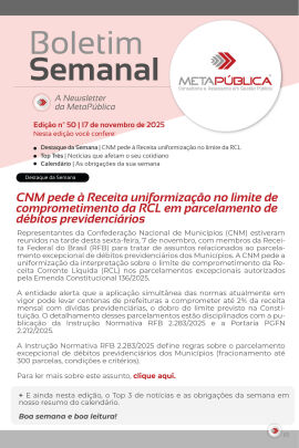 Imagem da notícia BOLETIM SEMANAL Nº 50 - 17 DE NOVEMBRO DE 2025